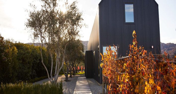 Modern guest house exterior side view