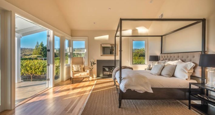 Modern Farmhouse bedroom with fireplace