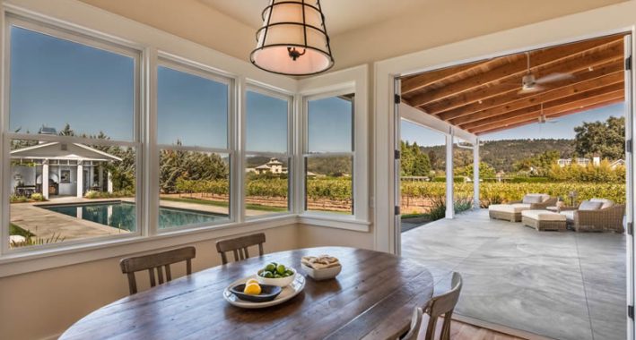 Modern Farmhouse view from dining room to covered patio